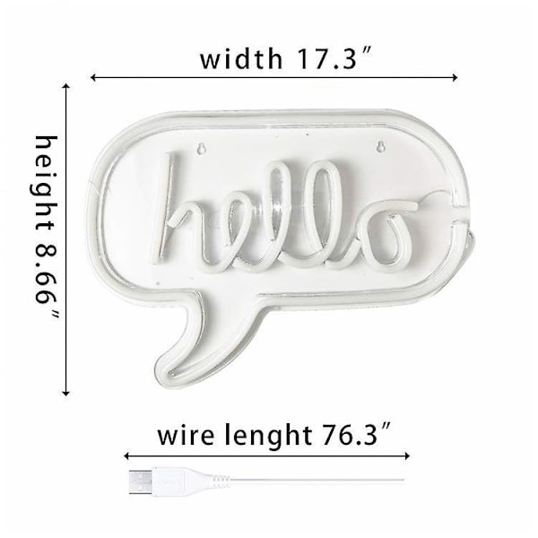 Hello-neonkyltti seinäkoristeeksi, virta USB:n kautta, himmennettävät LED-neonkyltit kotiin, kauppaan, ikkunaan