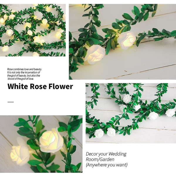 40 LED lyskæde blomster fe lys blomsterlanterne USB batteridrevet guirlande bryllupsdekoration vinstok lys til valentinsdag fest White Box 6m 40led