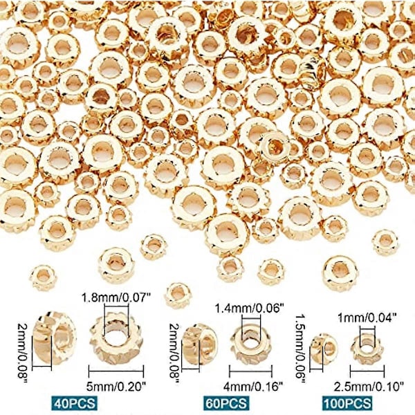 Cirka 200 st 3 Stilar Korrugerade Runda Mässingskulor 2,5 mm/4 mm/5 mm 18K Förgylld Pumpa Korrugerad Rund Kula Lösa Distanspärlor för Smyckestillverkning