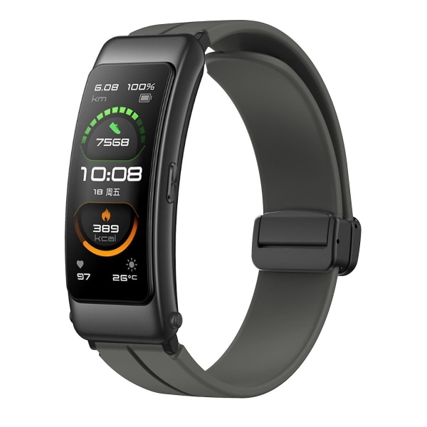 För Keep B4/Huawei Watch Fit Mini 16mm Silikonband Ersättning Klockarmband, Svart Fällbart Spänne Dark Grey