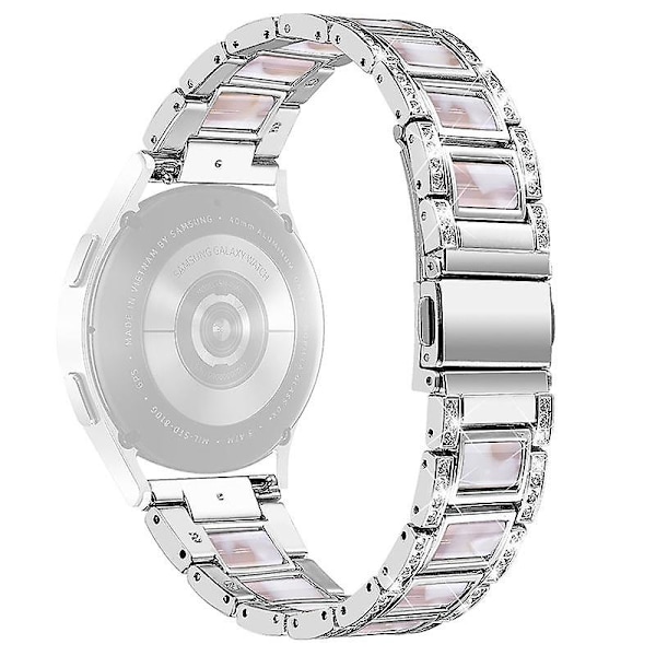 Urrem i rustfrit stål + resin til Huawei Watch GT 2 42mm / Watch 2 / Honor Magic Watch 2 42mm Sliver  Pink Flower