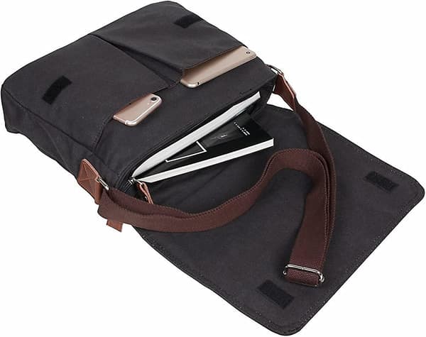 Herre Canvas Messenger Skuldertaske. Acsergery (sort) Gave