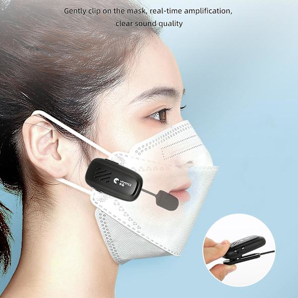 Bärbar uppladdningsbar minirör mikrofon trådlös klämma på mask mikrofon högtalare