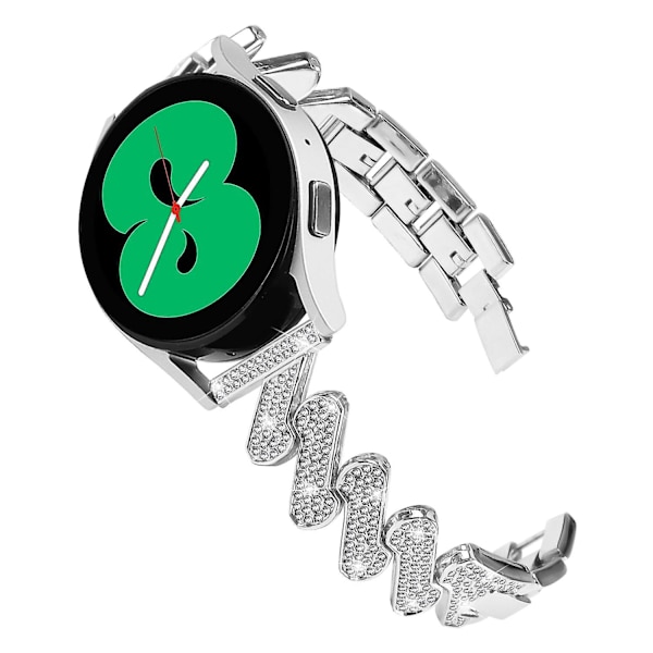 20mm Rhinestone Korvaava Kellon Ranneke Samsung Galaxy Watch6 40/44mm / Watch6 Classic 43/47mm Silver
