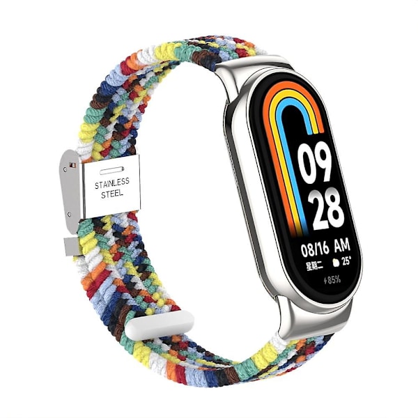 Til Xiaomi Smart Band 8 Flettet Nylon Urrem Justerbart Spænde Elastisk Rem Colorful