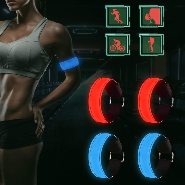 Reflekterande LED-armband, uppladdningsbart LED-armband lysande armbind nattsäkerhet hög synlighet, för utomhussporter cykling jogging säkerhet fluores