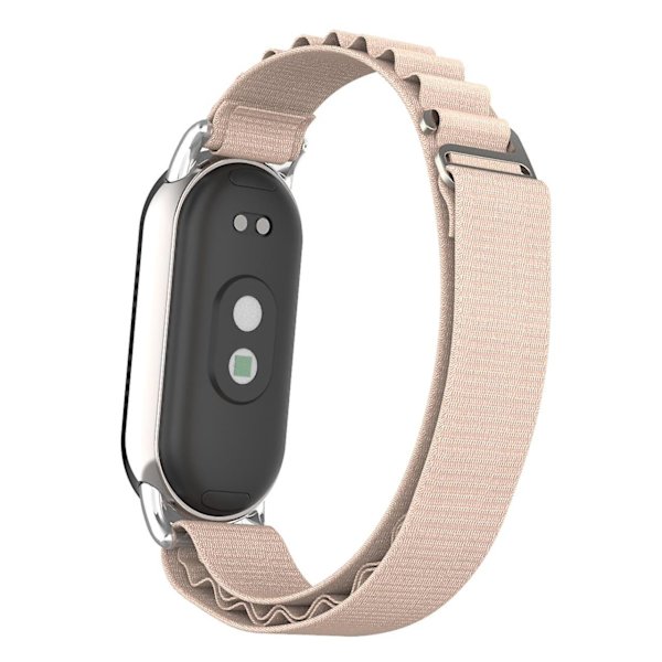 Udskiftningsurrem til Xiaomi Smart Band 8 Nylon Armbåndsrem med Sølvstik Apricot