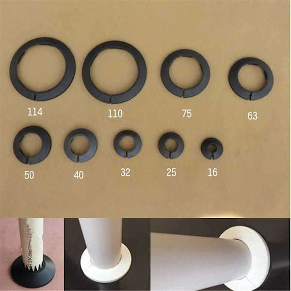 4 kpl Seinälaipan ulkohalkaisija Laippa Helppo asennus Muovinen patterin peitelevy Vesiputken viemärilinjan suojus Kaulus Seinäputken suojus Koristelu Pi Black 16mm