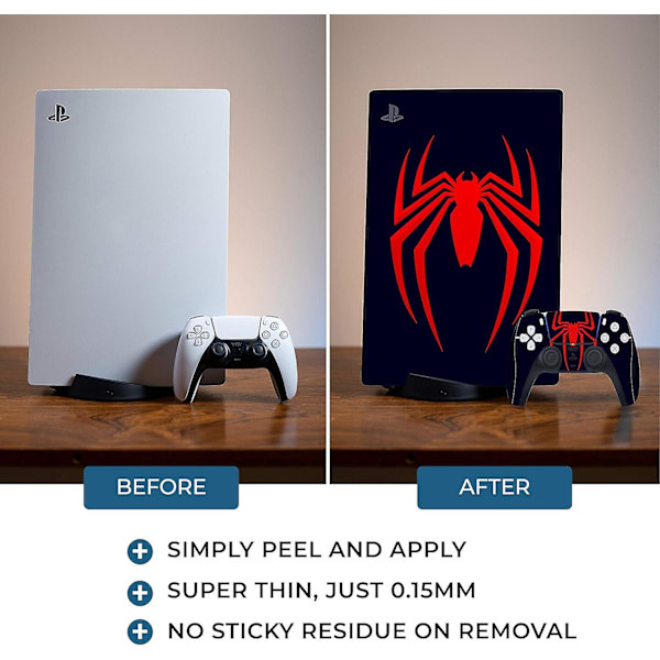 Ps5 Skin punainen Spider suojakääre vinyylitarra tarrat Sony Playstation 5 levyversio konsolille ja kahdelle Dual Sense 5 -tarrakuorelle, Miles