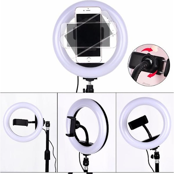 Selfie Flash Ring Light Mobiltelefonholder LED Kameramontering Lang Arm USB-stativ