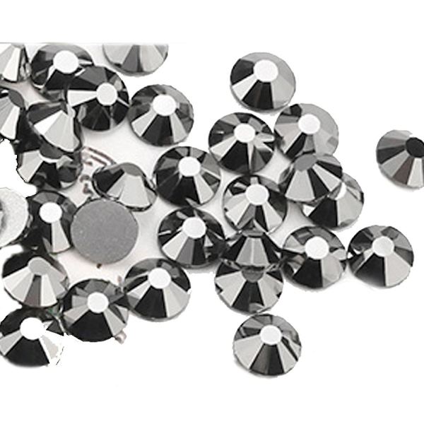 Platt bakre nagelkristaller, glas kristall strass för hantverk naglar dansdräkter mine silver