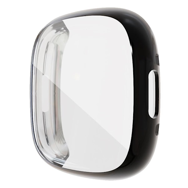 Fleksibelt TPU Anti-Ridse Urkasse til Fitbit Sense 2, Elektropletteret Ramme Samlet Beskyttelsescover Black