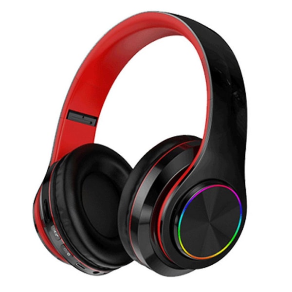 Bluetooth hörlurar Trådlösa hörlurar över örat med mikrofon, hopfällbara och lätta trådlösa stereoheadset för researbete Tv Pc Mobiltelefon Red