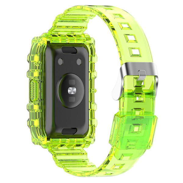 Yksivärinen silikoninen ranneke Xiaomi Mi Band 7 Pro -älykelloon, integroidulla kellokotelolla Transparent Yellow