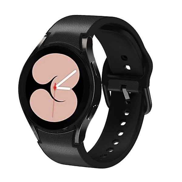 Samsung Galaxy Watch 4/5/6 40/44mm / 5 Pro 45mm Pikakiinnitteinen Pehmeä Nahkapäällysteinen Kellonranneke Black