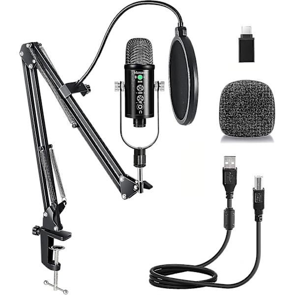 USB-mikrofonset, streaming-podcast-datormikrofon för spel, YouTube-videor, inspelning av musik, röstuppspelning