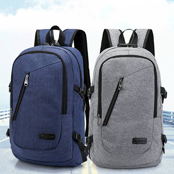 Antistöld Laptop Ryggsäck, Business Resor Slank Hållbar Laptop Ryggsäck Med Usb Laddningsport blue