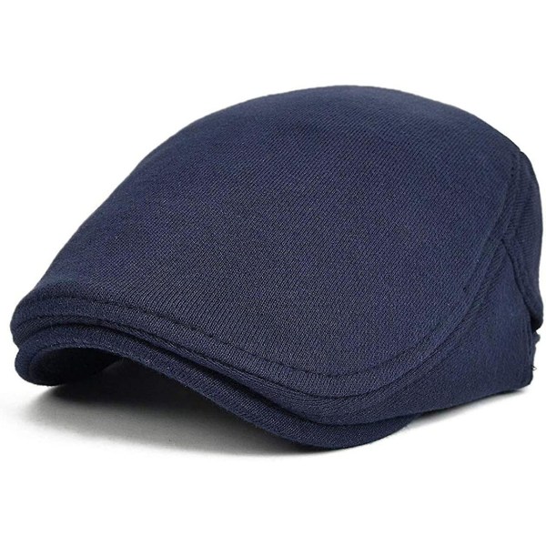 Hatt för män i bomull, platt Ivy Gatsby Newsboy Driving Navy Blue