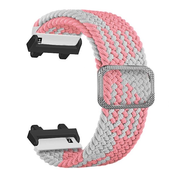 Nylon Flettet Justerbar Loop Urrem til Huami Amazfit T-Rex 2 Pink  White