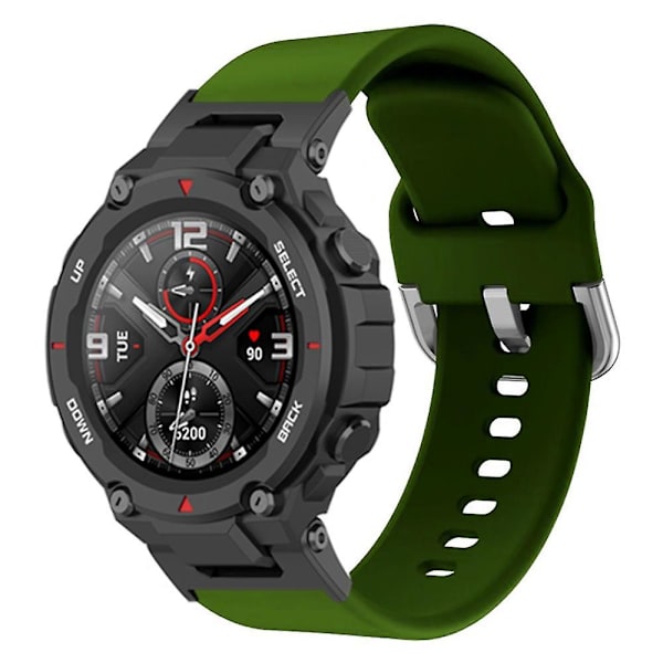 Universell 22mm silikonklockarmband för Huami Amazfit T-Rex(Pro)/Ares, klockarmband med fyrkantigt spänne Army Green