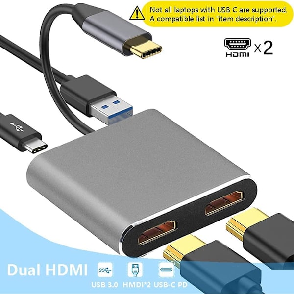 Usb Type C Laptop Docking Station Dual Display Hdmi Dual Display Usb 3.0 Hub Adapter Dock