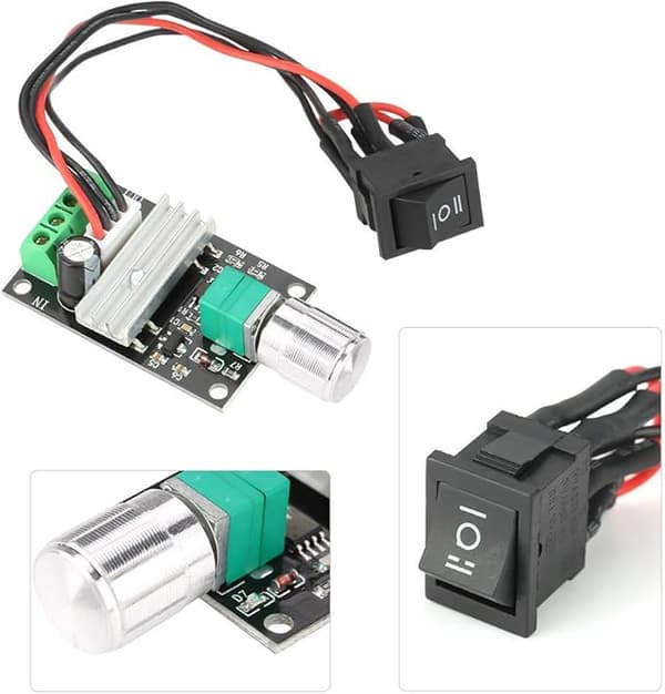DC Motor Hastighetskontroller, Børstet PWM Motor Hastighetskontroller DC 6V 12V 24V 3A PWM Motor Hastighetskontroll Reversibel Kontroller Regulator med Bryter