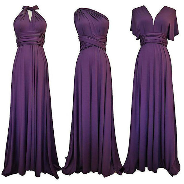 Nya Chiffong Brudtärnklänningar Balklänning Bröllop Ruched Formell festklänning för kvinnor Purple L