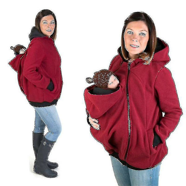 Miman Baby Carrier Hoodie Mamma Baby Coat Gravid Jacka Hållande Baby Sweatshirt Red M