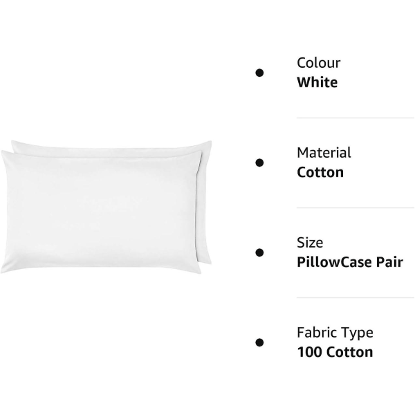 100% egyptiläistä puuvillaa 10\"/25cm syvät lakanat - Muotoonommeltu - Yhden hengen - Kahden hengen - King - Super King White PillowCase Pair