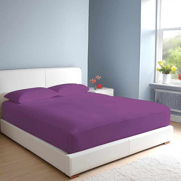 100% egyptisk bomull 10\"/25cm djupa lakan - Enkel - Dubbel - King - Super King Purple Double
