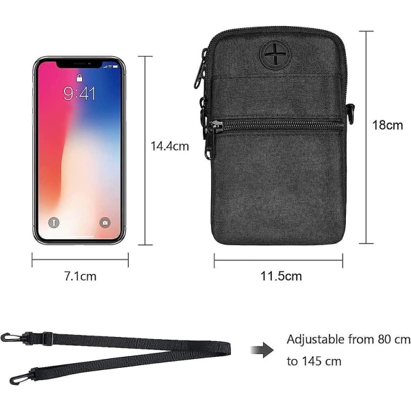 Herr axelväska, stöldskyddad axelväska med flera fickor, vattentät herr messenger väska crossbody bröstväska för resor, cykling, vandring ryggsäck Black