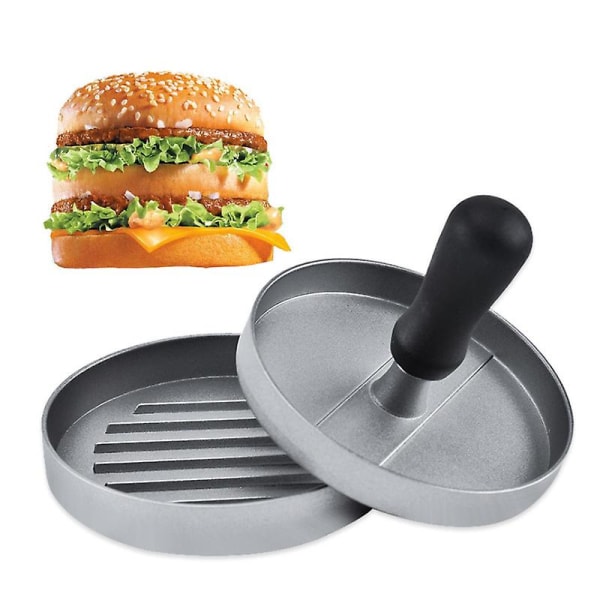 Köttpressar - non-stick hamburgarepressar Idealiska för grillfest picknick Hemmafest Burger Bacon Korv (silver)