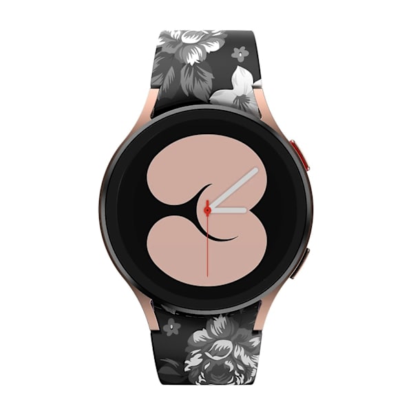 Kuvioitu silikonisoljellinen kellon ranneke Samsung Galaxy Watch4 Classic 42/46mm/Active 40/44mm -kelloille Grey Flower