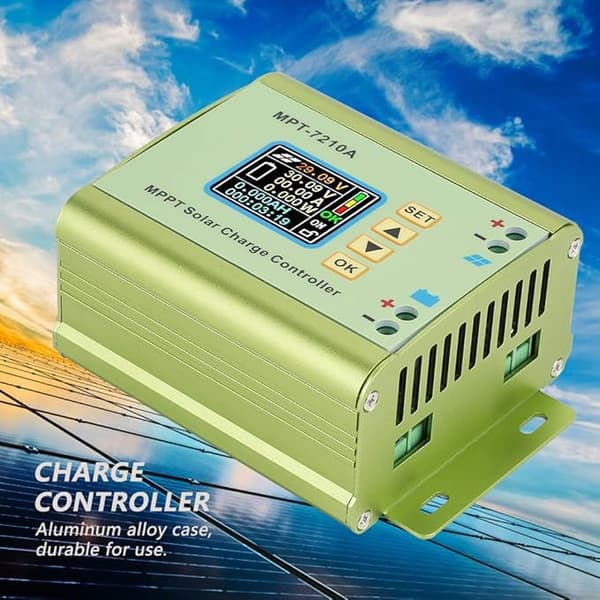 Grønn Solcellepanel Lader, MPT-7210A Aluminium Legering LCD Skjerm MPPT Solcellepanel Ladekontroller for Batteri