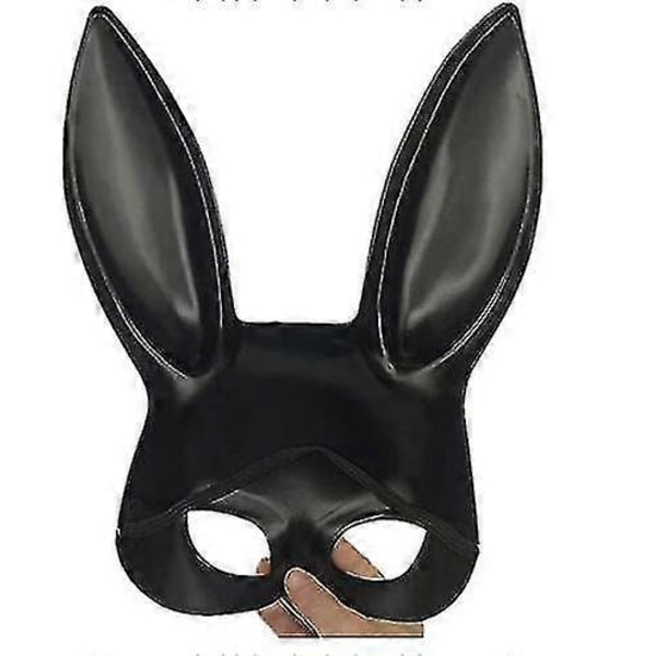 Kaninmask Maskerad Kaninmask Kvinna Sexig Svart Långa Öron Kanin Bunny Party Black1