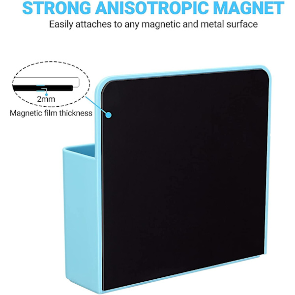 Magnetisk markörhållare för whiteboard / kylskåp / kylskåp, magnetisk pennhållare torr raderingsbricka med anisotrop magnetbaksida, blå White