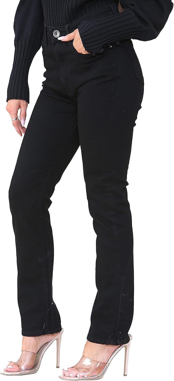 Høy Liv Rett Ben Jeans Klassisk Denim Elegance