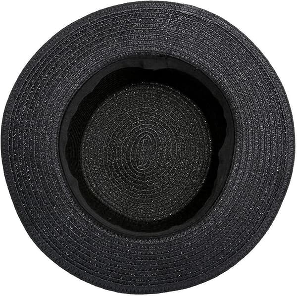 Dame Bowknot Stråhat Sommer Fedoras Boater Solhat Black