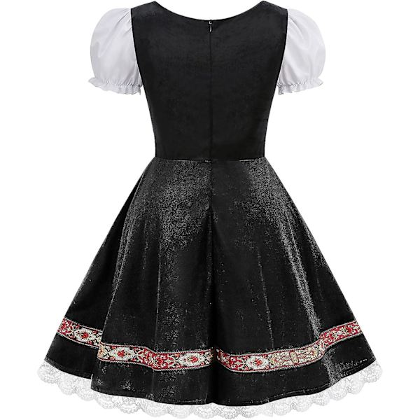 Naisten Oktoberfest-asu, Halloween saksalainen baijerilainen samettinen Dirndl-mekko Black X Large