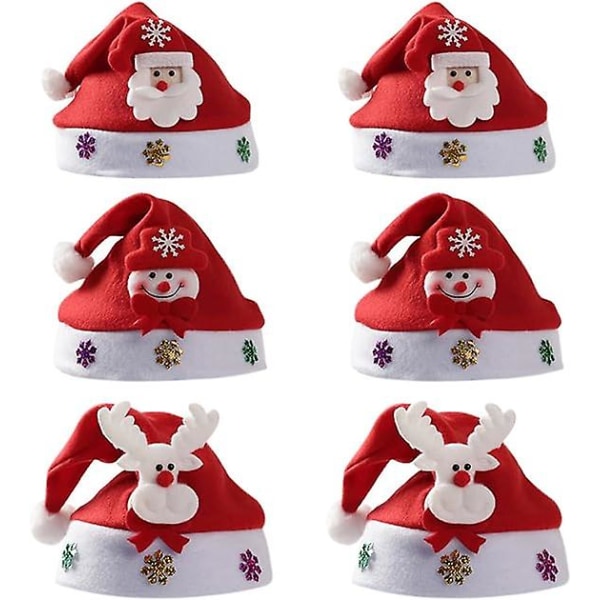 Tomteluva, röd plysch juldekorationer, härlig mjuk plysch julmössa, julfest dekoration hatt, allmänt ändamål för vuxna, 6st 37x29cm