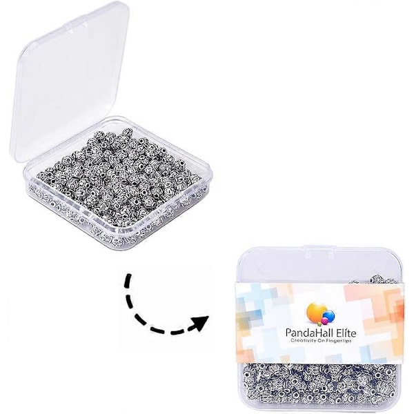 200 stk. Runde Spacer Perler Tibetansk Legering Antik Sølv Metal Spacer Charm Perler til Armbånd Halskæde DIY Smykkefremstilling 6mm Hul: 1.5mm