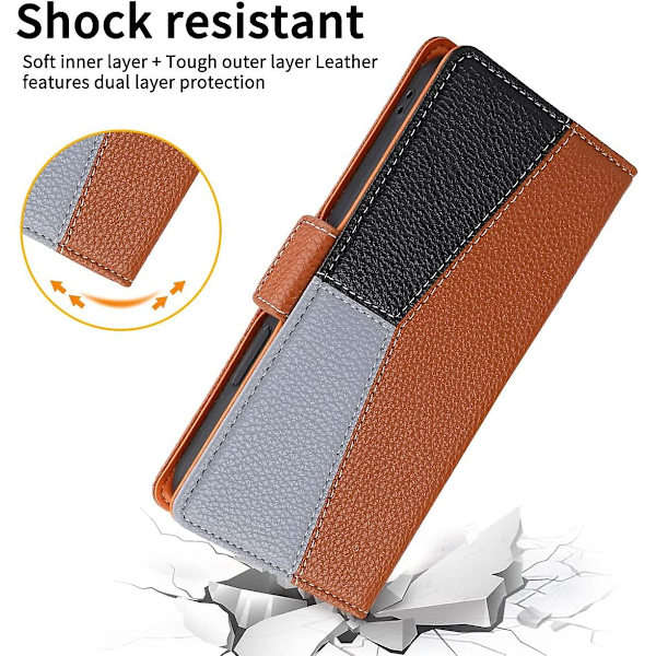 Splejset Læder Wallet Case Kompatibel med Samsung Galaxy S23 Ultra, Blød TPU Kofanger Beskyttelsescover med Håndstrop Green For Galaxy S23 Ultra