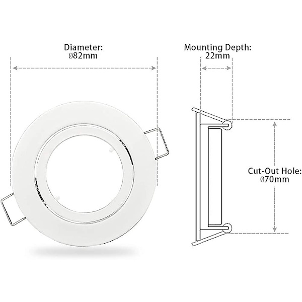 Sett med 6 Justerbare GU10 LED Innfelte Spotlights Matt Hvit Monteringsramme