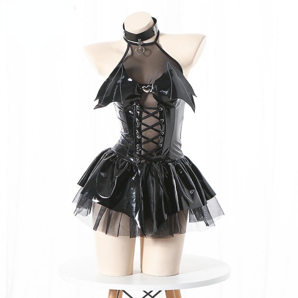 Cos Japansk To-dimensionel Cos Heks Cosplay Kostume Kvinde Lille Djævel Gennemsigtig Kort Nederdel Rent Begær Hot Pige Uniform black M