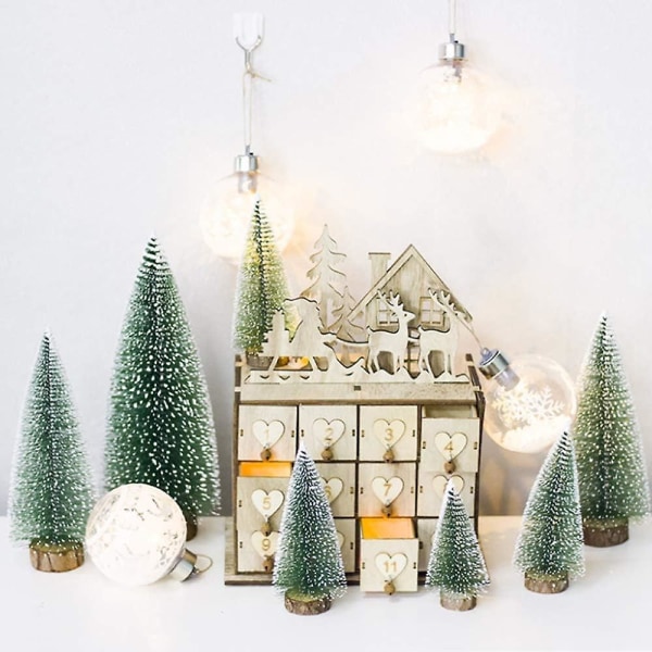 Set med 10 konstgjorda julgranar Mini Miniatyr julgransdekoration inomhusbord (grön, höjd 4,5 cm)