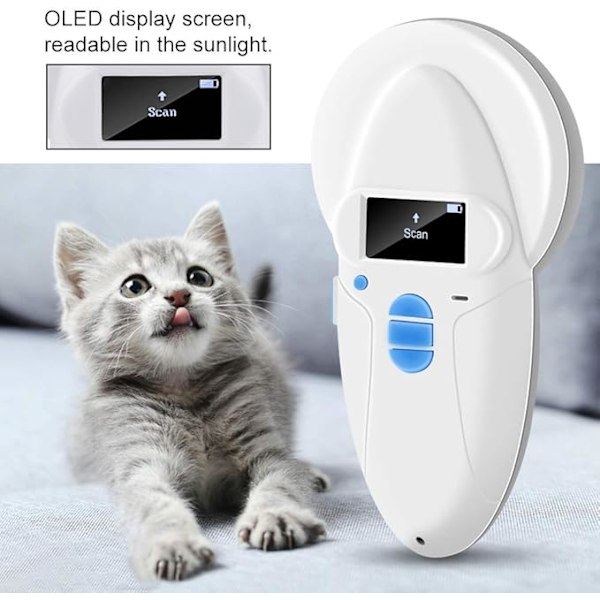 RFID-chipläsare, 134,2 kHz Djur Microchip Identifierare för Husdjur Katt Hund Microchips Transpondrar i Kuddad Väska