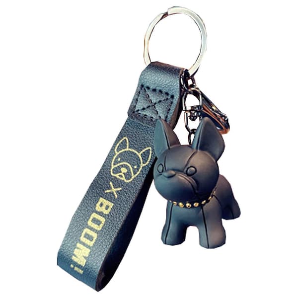 Glat Unik Bulldog Nøglering Sort