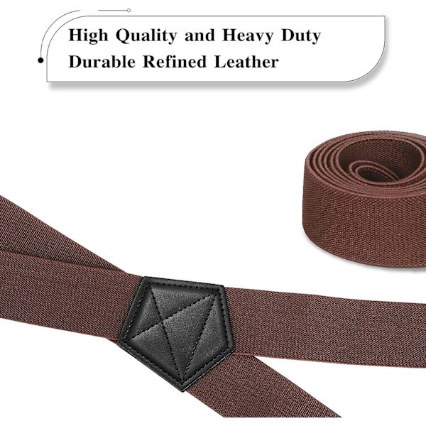 Herrar hängslen med 4 karbinhakar bred 3,8 cm justerbar och elastisk X-rygg