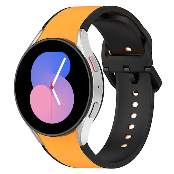 Andningsbar mjuk silikonklockarmband för Samsung Galaxy Watch6 40/44mm/ Watch 4/5 40/44mm /5 Pro 45mm Yellow  Black