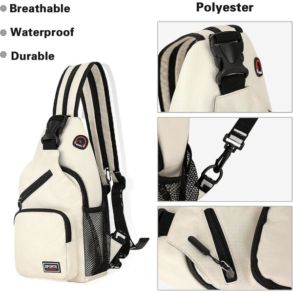 Dame Brysttaske Små Rygsække Med Høretelefonhul Piger Skuldertaske Crossbody Sling Taske Til Vandreture Cykling Camping Holdbar Polyester-sort